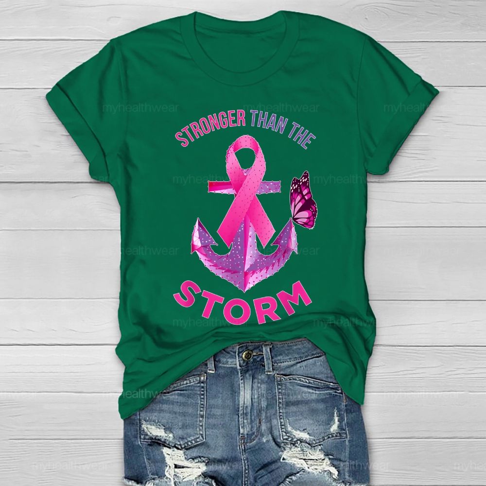 Stronger Than The Storm Pink Ribbon Butterfly Healthwear T-shirt