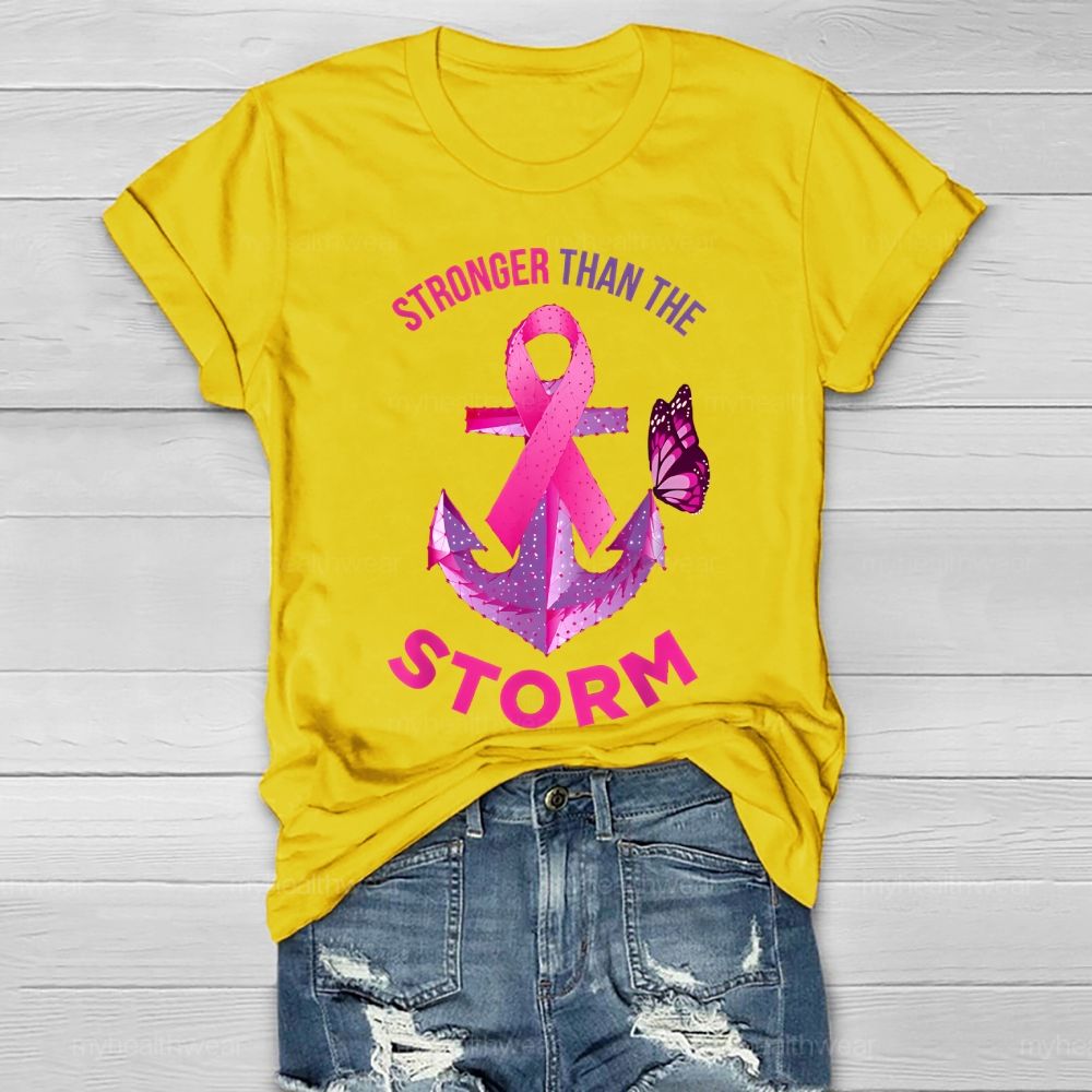 Stronger Than The Storm Pink Ribbon Butterfly Healthwear T-shirt