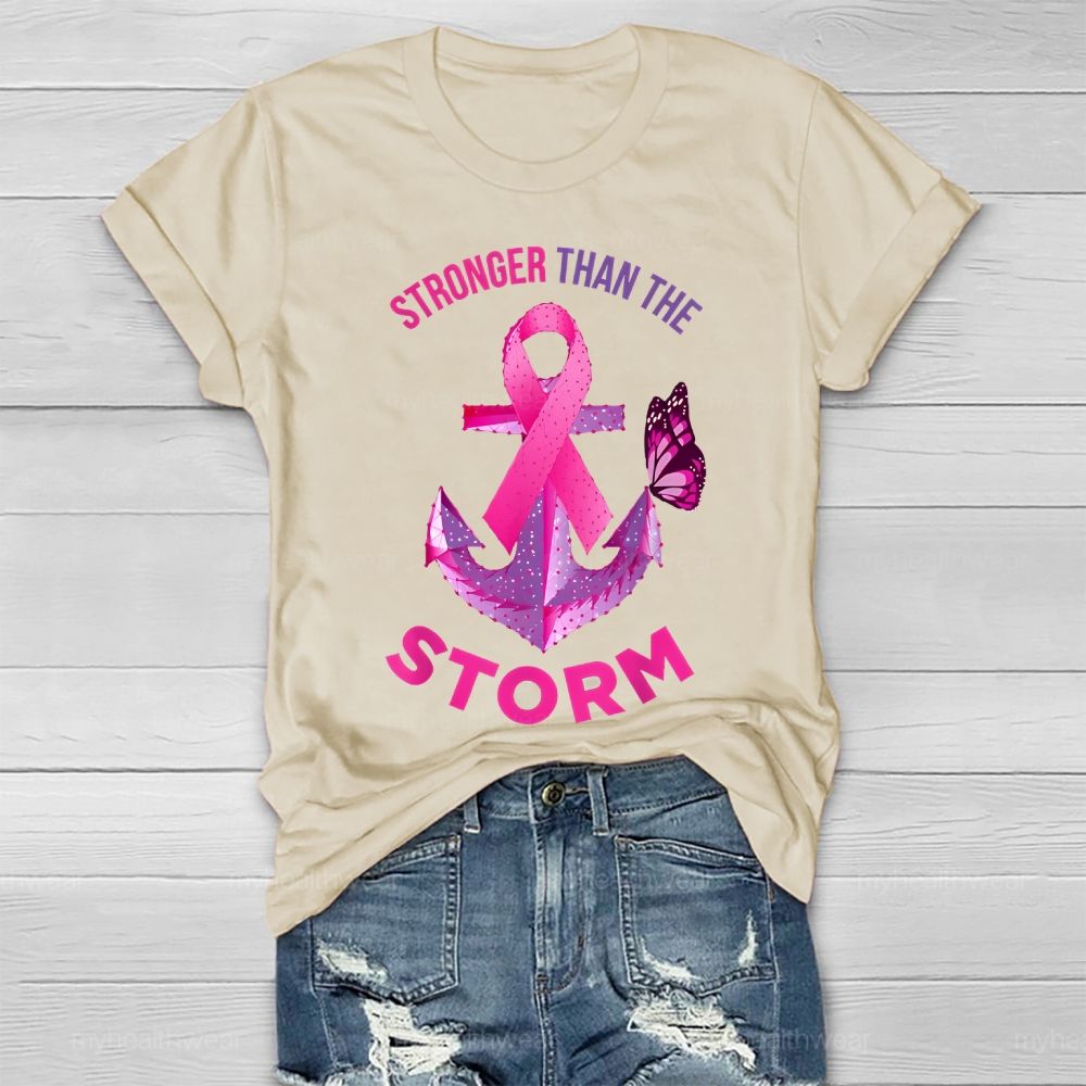 Stronger Than The Storm Pink Ribbon Butterfly Healthwear T-shirt