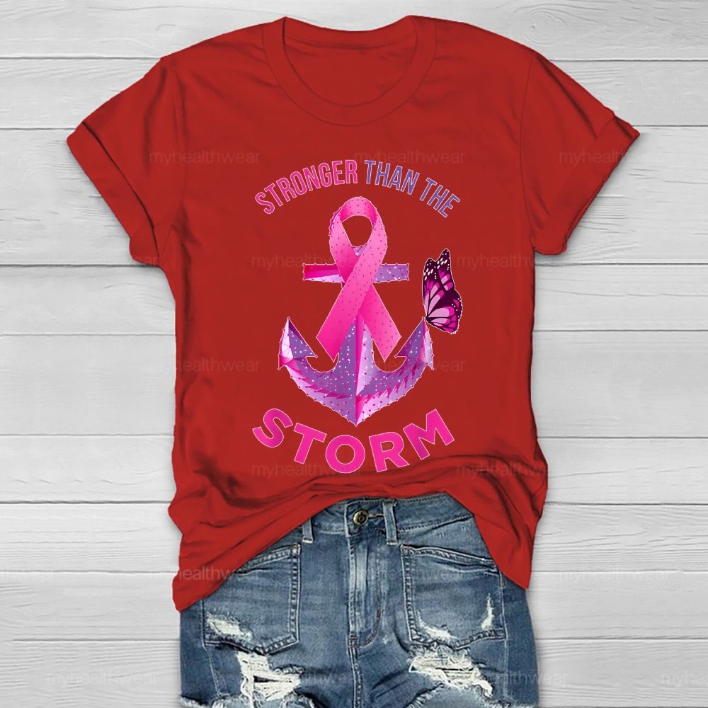 Stronger Than The Storm Pink Ribbon Butterfly Healthwear T-shirt
