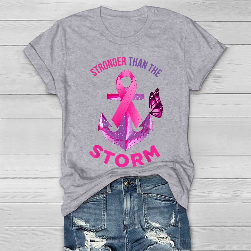 Stronger Than The Storm Pink Ribbon Butterfly Healthwear T-shirt