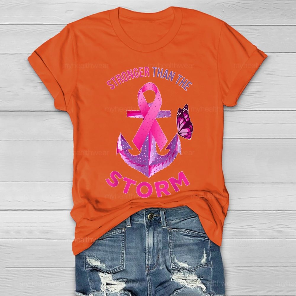 Stronger Than The Storm Pink Ribbon Butterfly Healthwear T-shirt