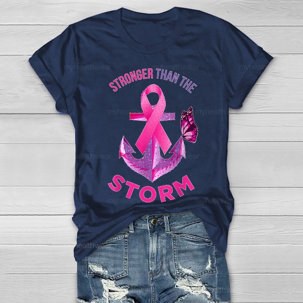 Stronger Than The Storm Pink Ribbon Butterfly Healthwear T-shirt
