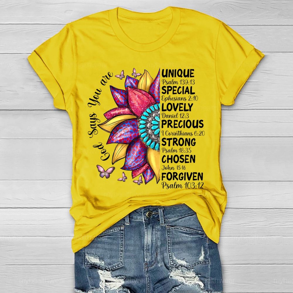 God Says You Are Unique Flower Healthwear T-shirt