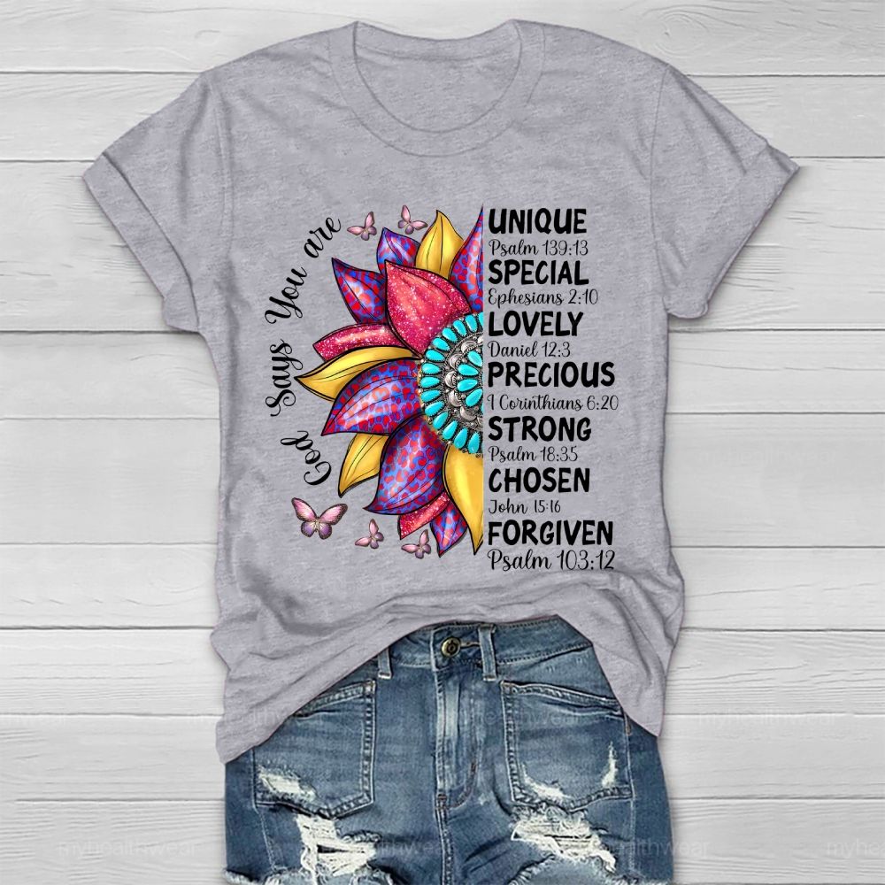 God Says You Are Unique Flower Healthwear T-shirt