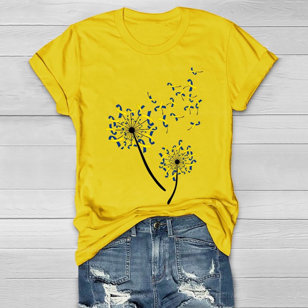 Yellow Blue Ribbon Dandelion Healthwear T-shirt