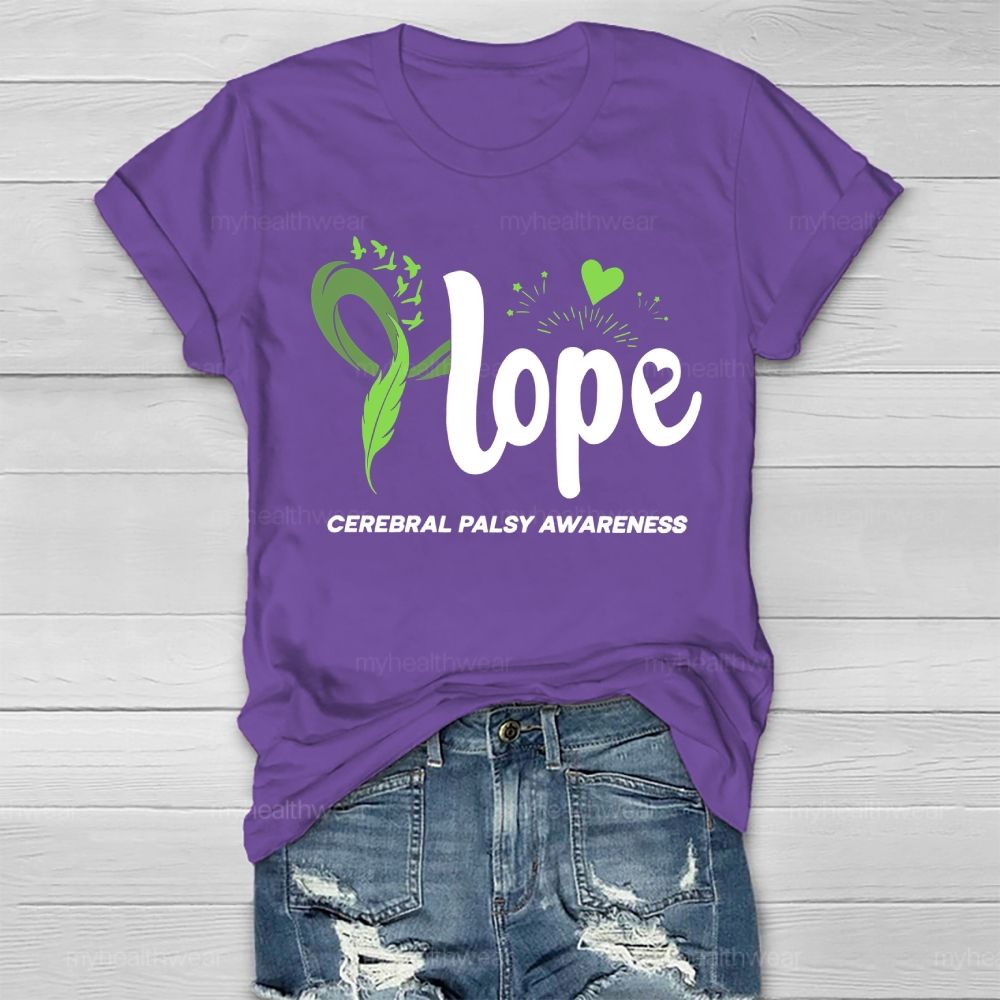 Hope Cerebral Palsy Awareness Feather Love Healthwear T-shirt
