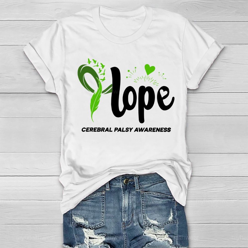 Hope Cerebral Palsy Awareness Feather Love Healthwear T-shirt