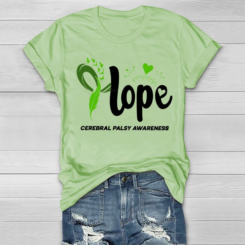 Hope Cerebral Palsy Awareness Feather Love Healthwear T-shirt