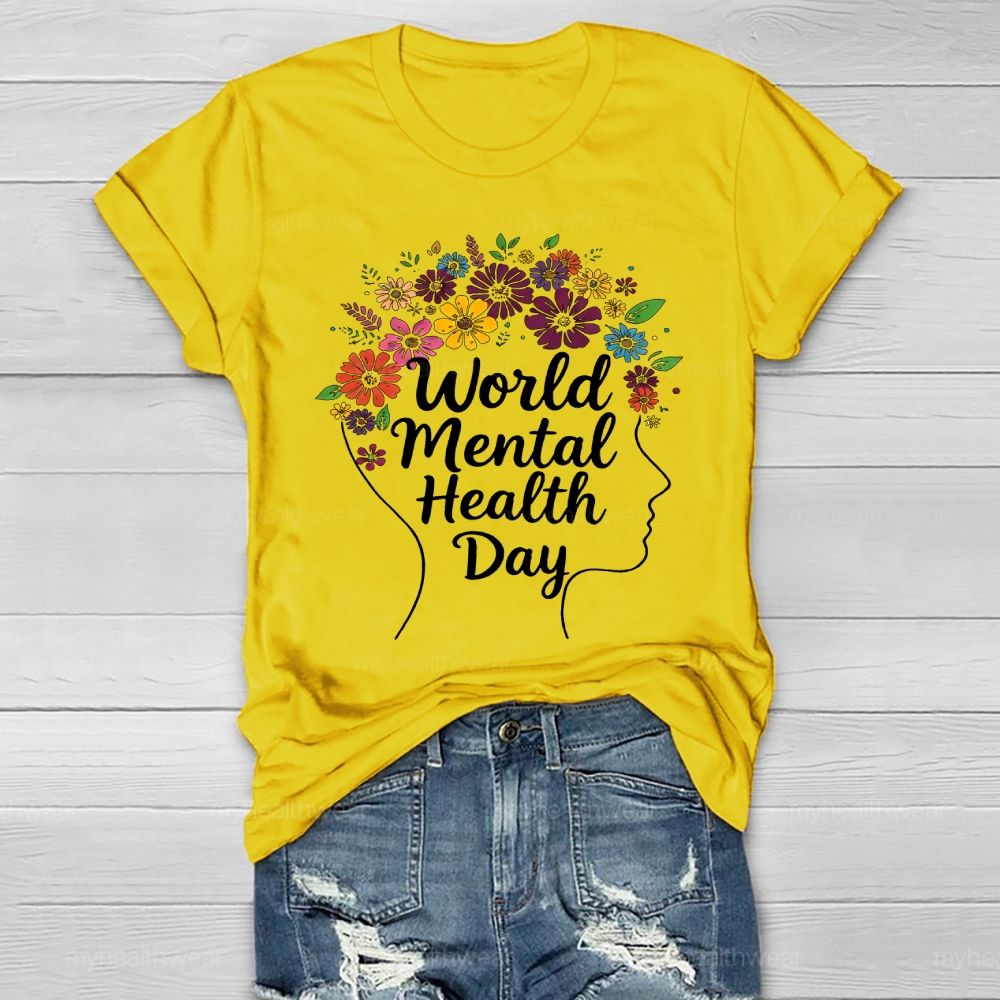 World Mental Health Day Flowers Healthwear T-shirt