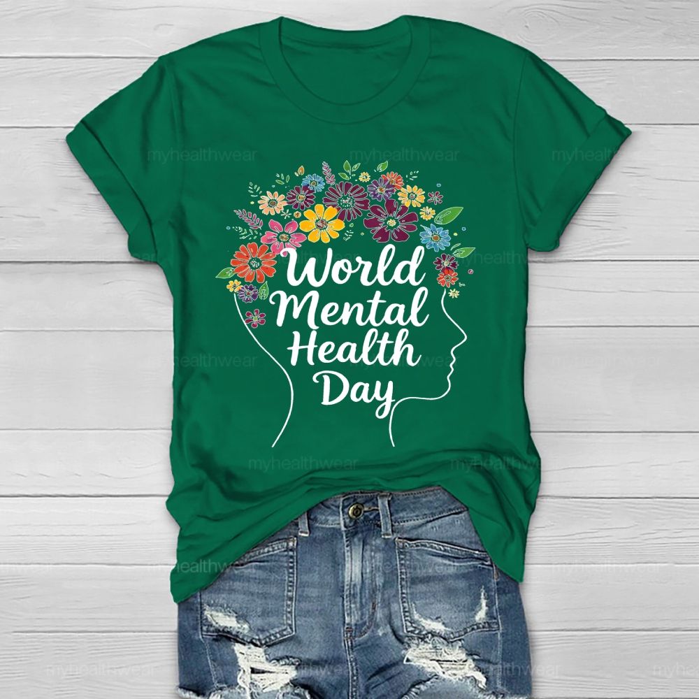 World Mental Health Day Flowers Healthwear T-shirt