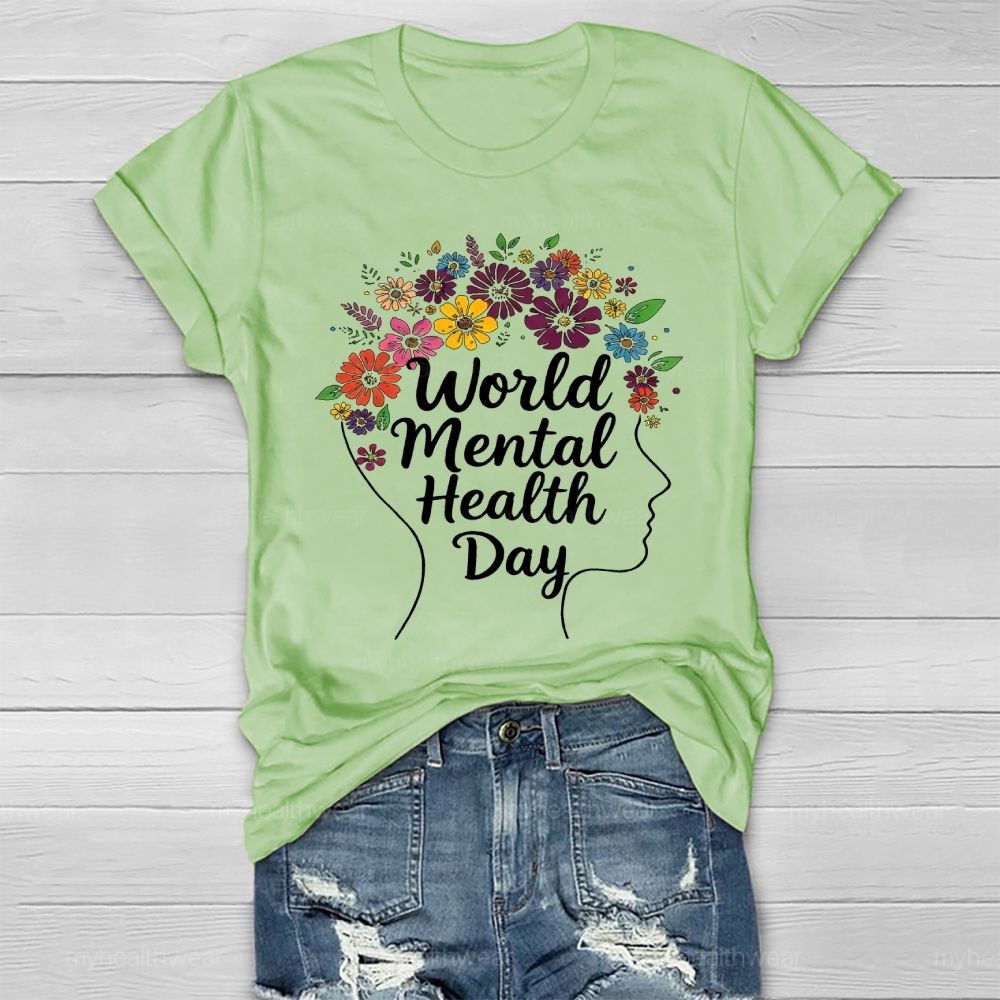 World Mental Health Day Flowers Healthwear T-shirt