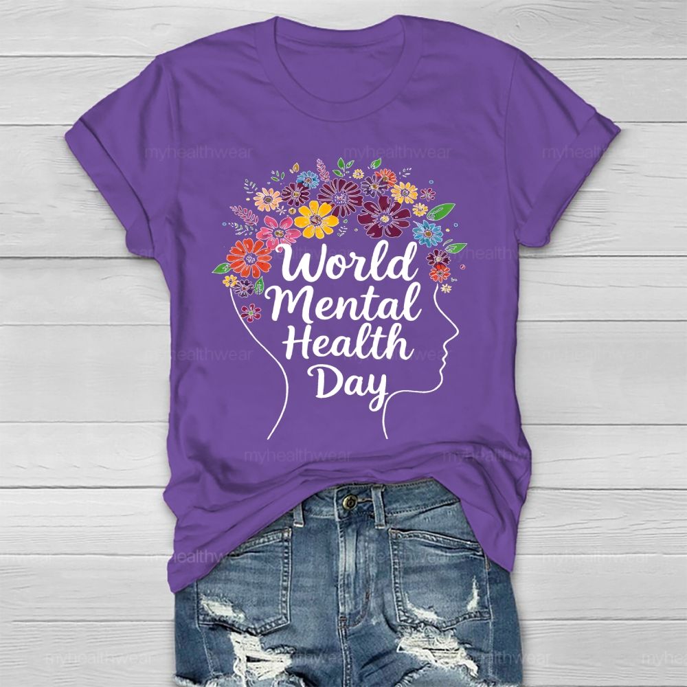 World Mental Health Day Flowers Healthwear T-shirt