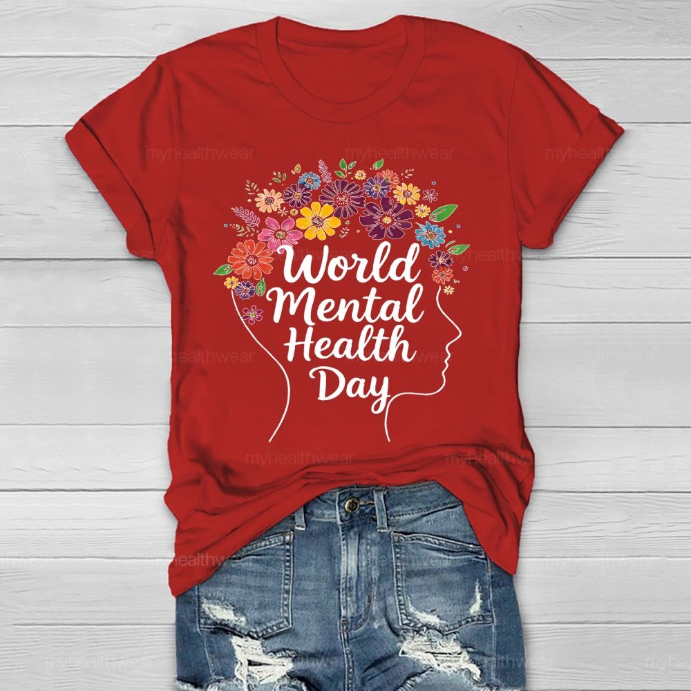 World Mental Health Day Flowers Healthwear T-shirt