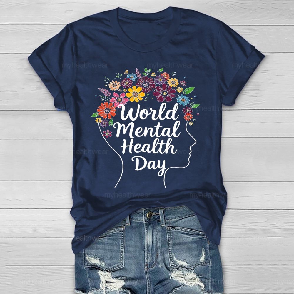 World Mental Health Day Flowers Healthwear T-shirt