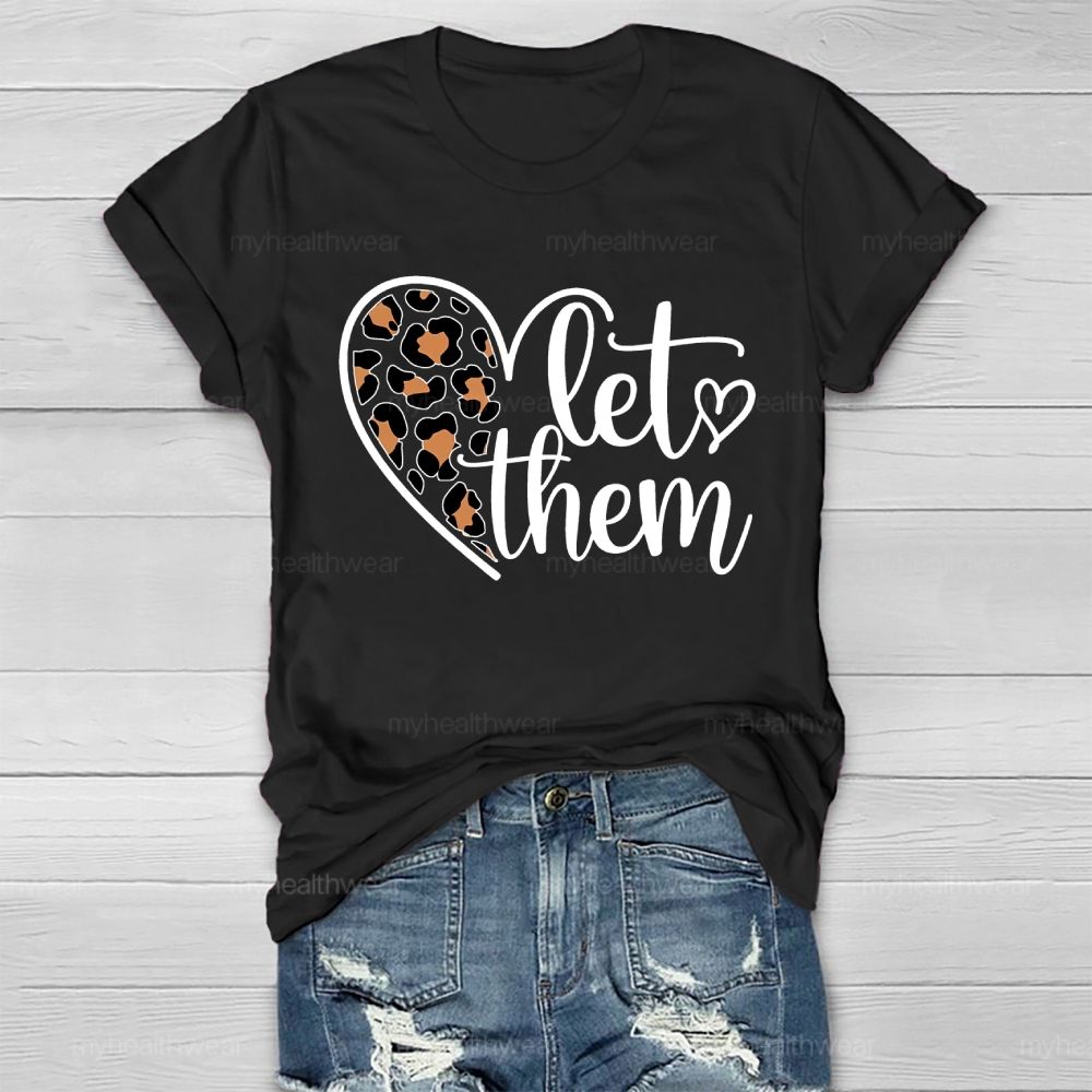 Let Them  Leopard Print Heart Healthwear T-shirt