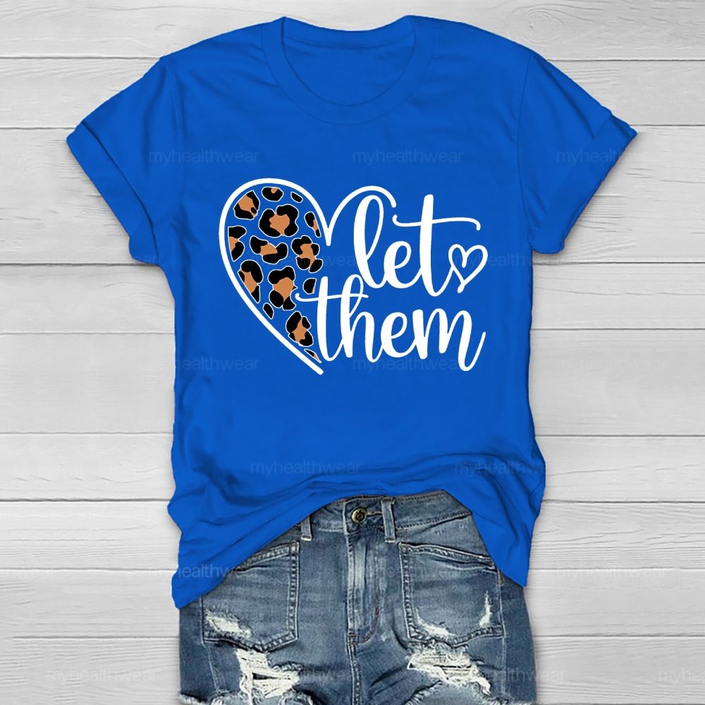 Let Them  Leopard Print Heart Healthwear T-shirt
