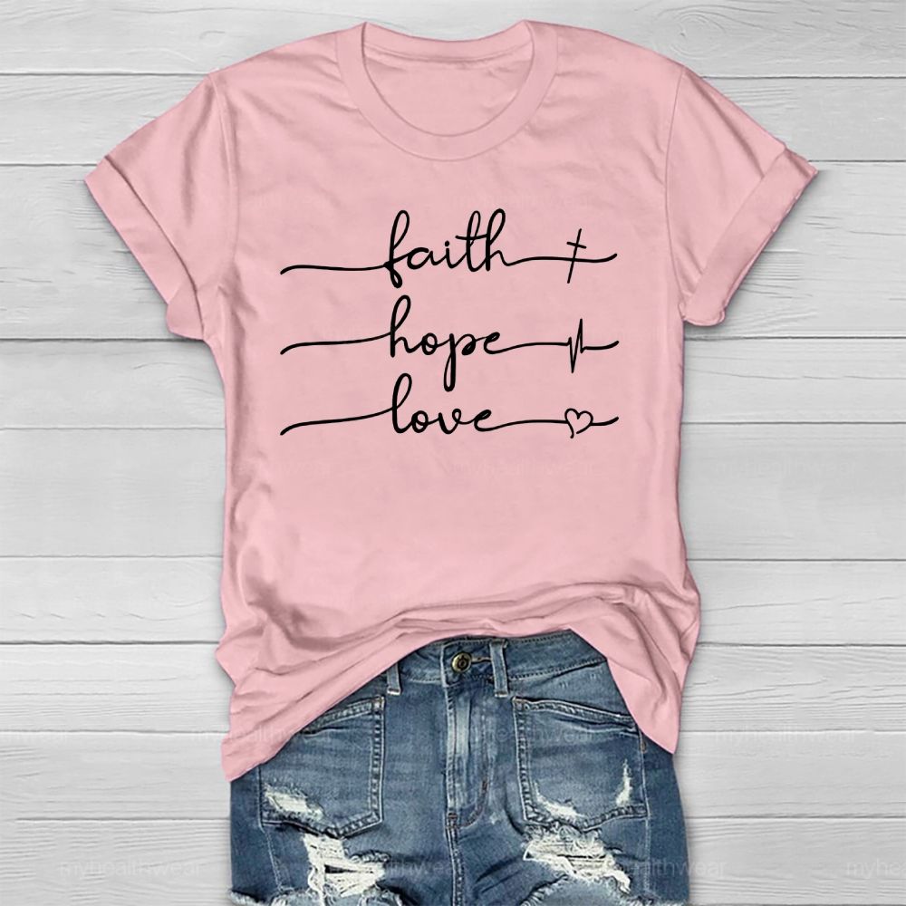 Faith Hope Love Cross Heart Letters Healthwear T-shirt