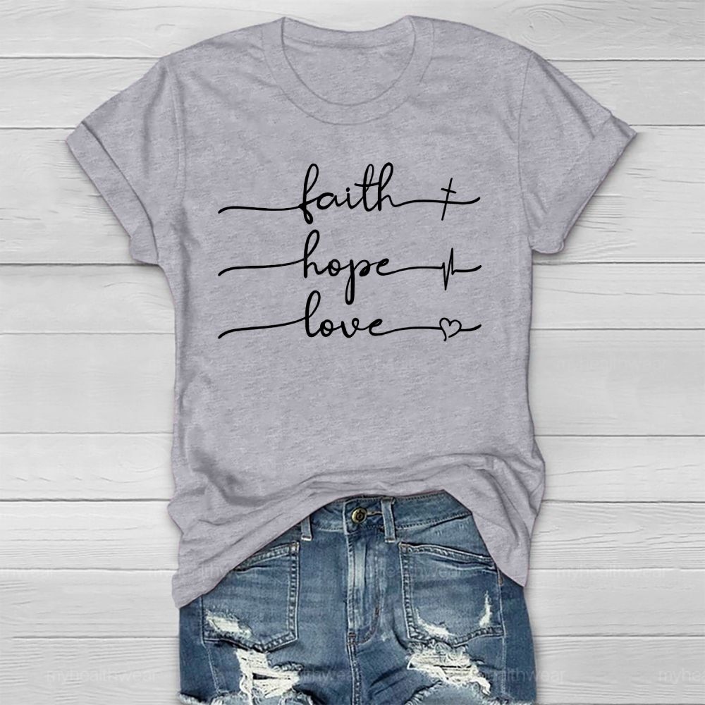 Faith Hope Love Cross Heart Letters Healthwear T-shirt