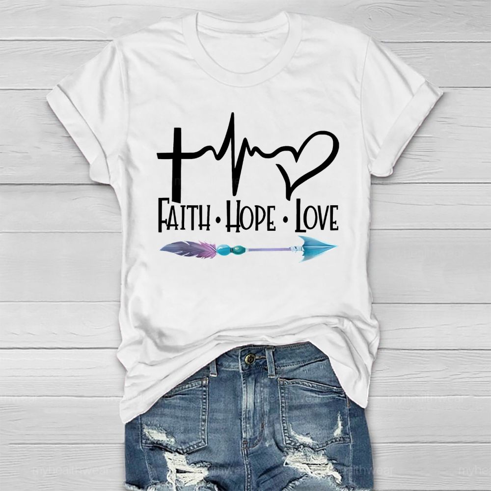 Faith Hope Love Cross Heart Feather Arrow Healthwear T-shirt