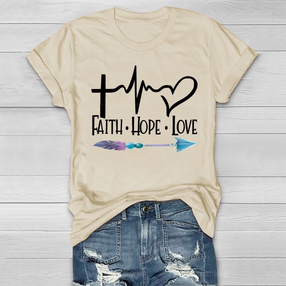 Faith Hope Love Cross Heart Feather Arrow Healthwear T-shirt