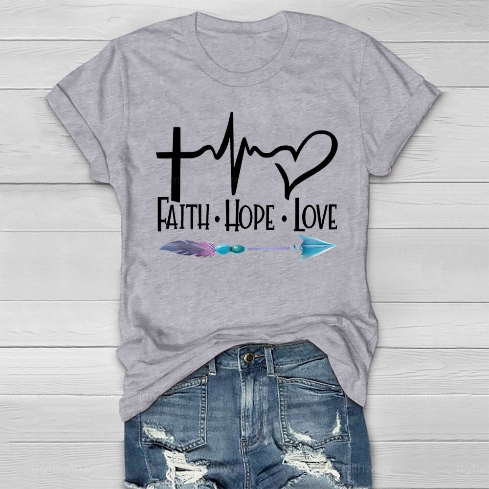 Faith Hope Love Cross Heart Feather Arrow Healthwear T-shirt