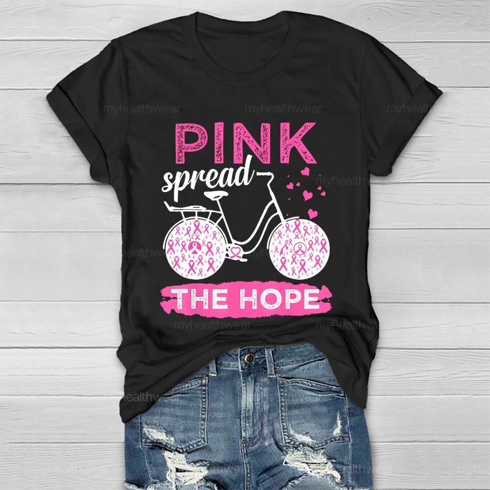 Pink Spread The Hope Pink Ribbon Bicycle Healthwear T-shirt
