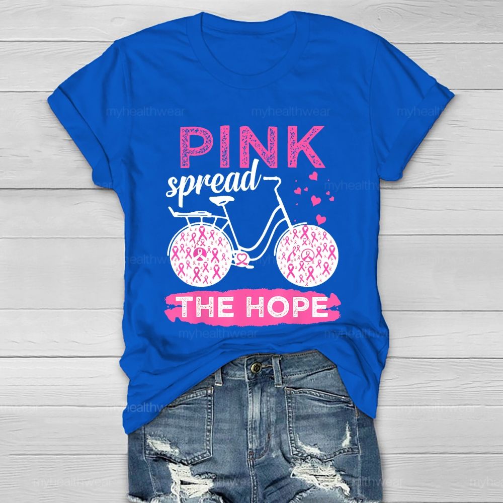Pink Spread The Hope Pink Ribbon Bicycle Healthwear T-shirt