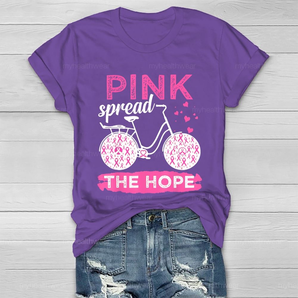 Pink Spread The Hope Pink Ribbon Bicycle Healthwear T-shirt