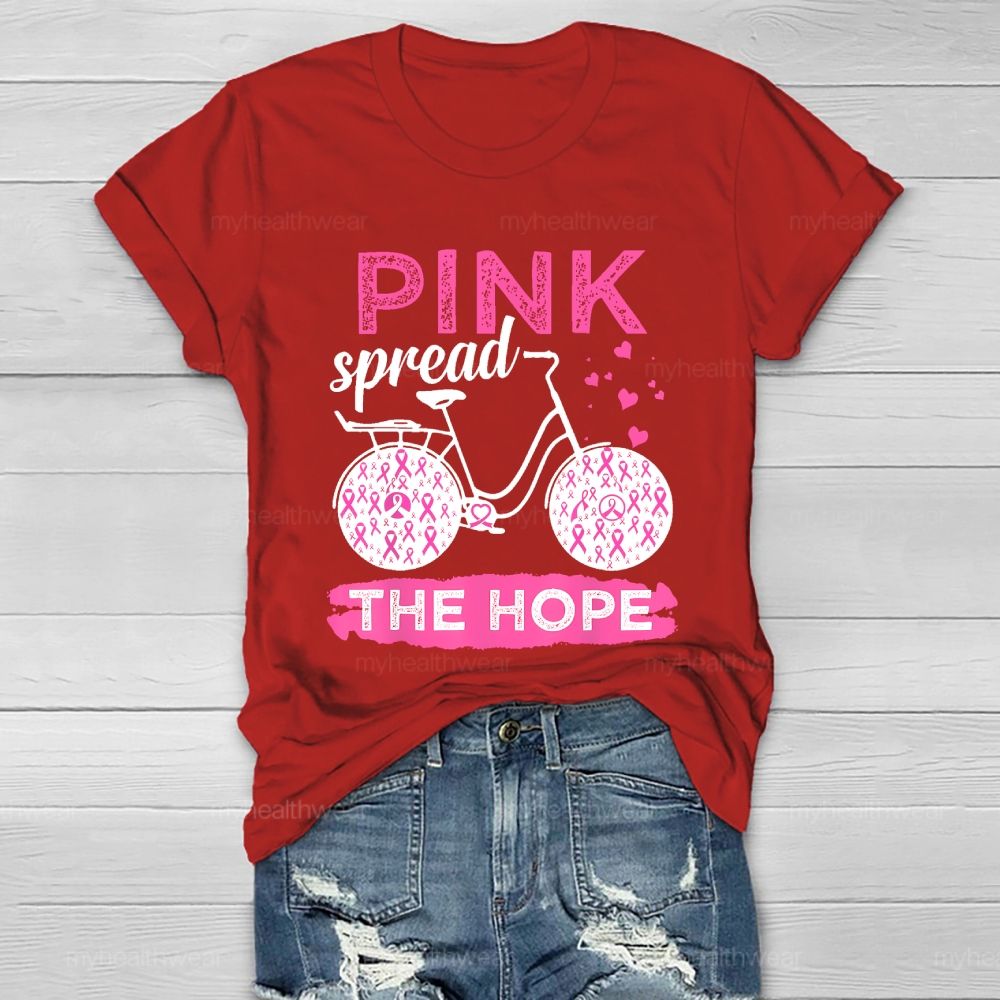 Pink Spread The Hope Pink Ribbon Bicycle Healthwear T-shirt
