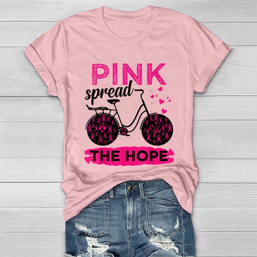 Pink Spread The Hope Pink Ribbon Bicycle Healthwear T-shirt