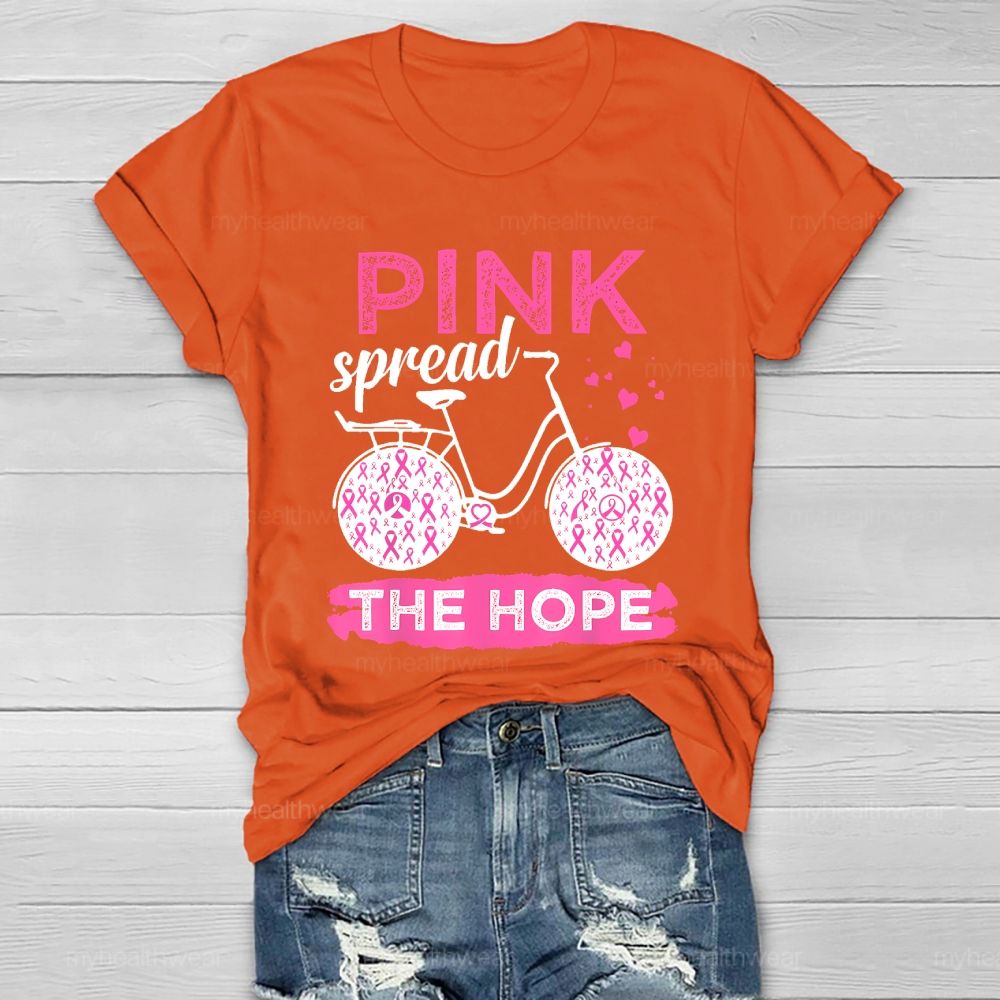 Pink Spread The Hope Pink Ribbon Bicycle Healthwear T-shirt