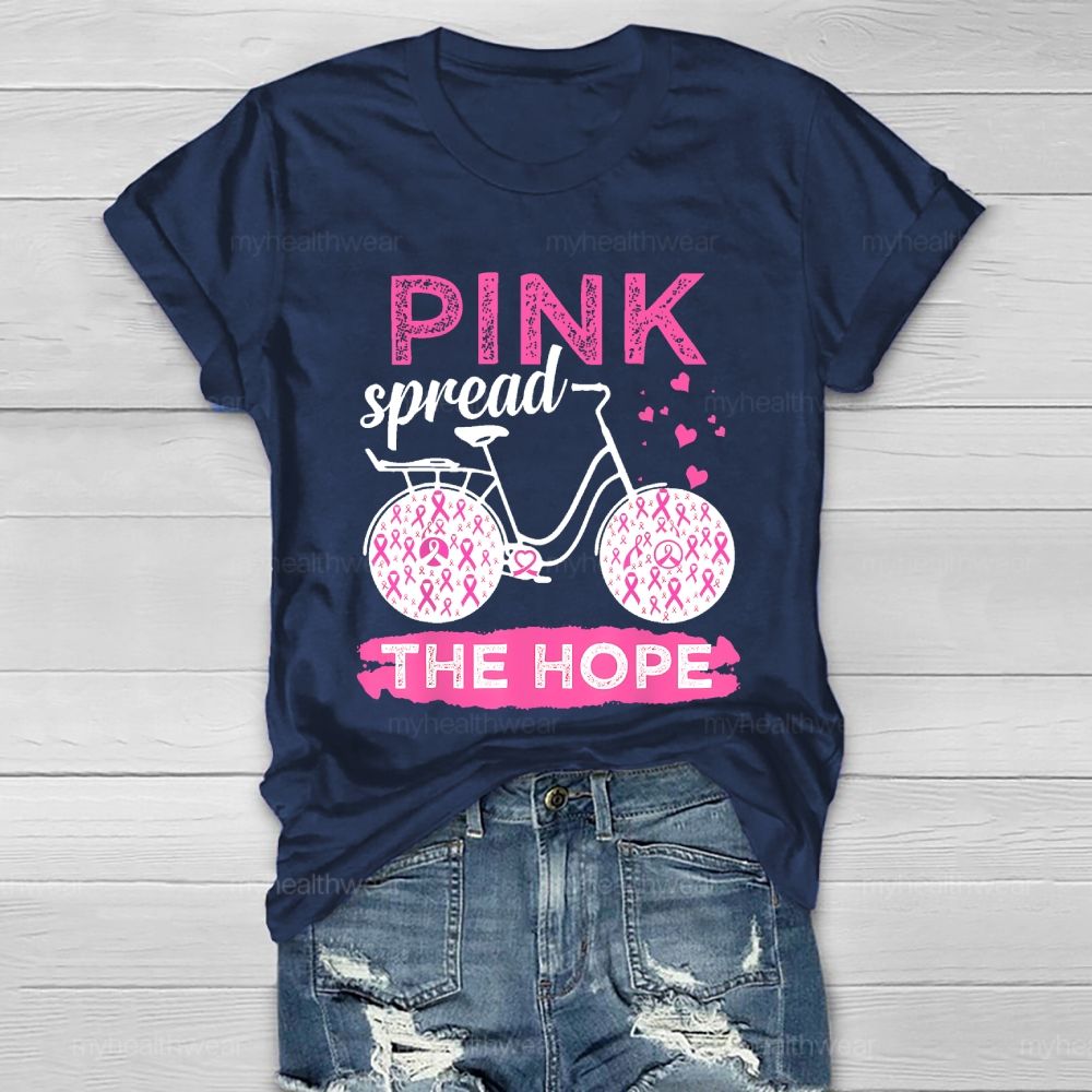 Pink Spread The Hope Pink Ribbon Bicycle Healthwear T-shirt