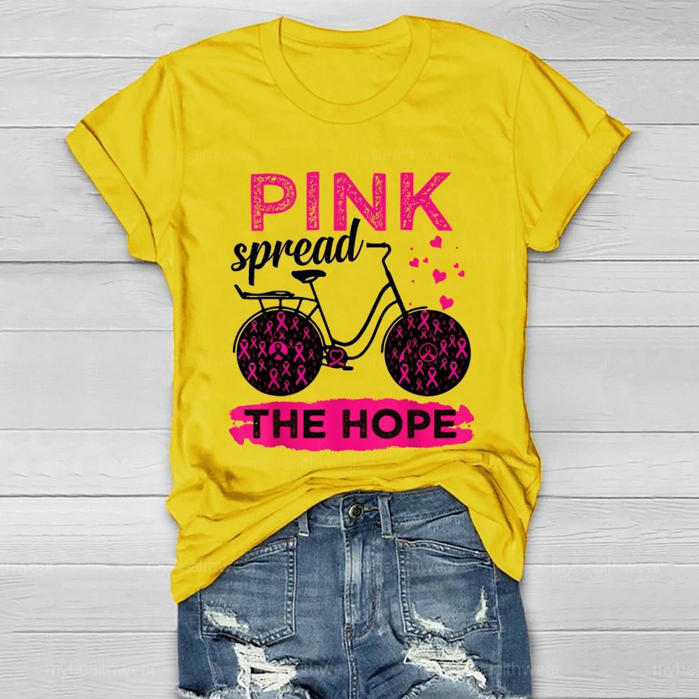 Pink Spread The Hope Pink Ribbon Bicycle Healthwear T-shirt
