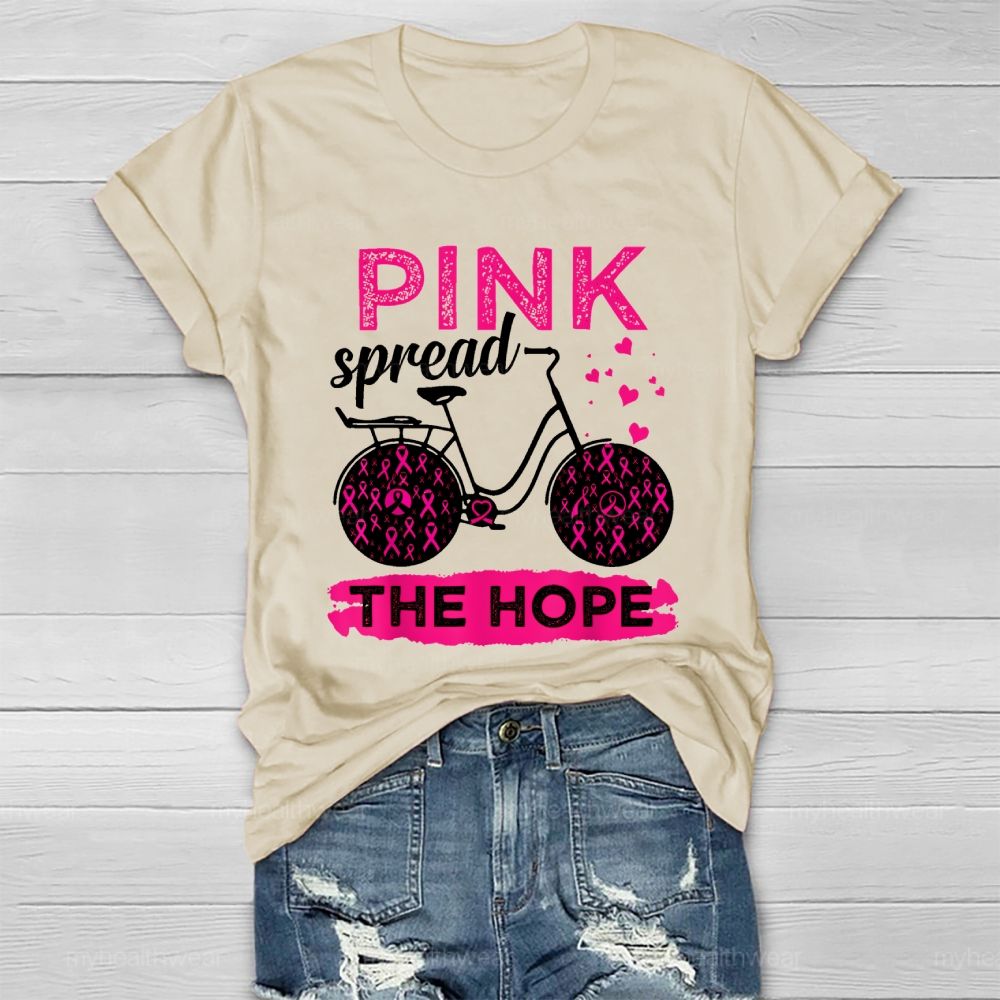 Pink Spread The Hope Pink Ribbon Bicycle Healthwear T-shirt