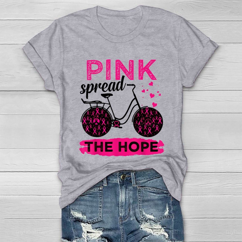 Pink Spread The Hope Pink Ribbon Bicycle Healthwear T-shirt