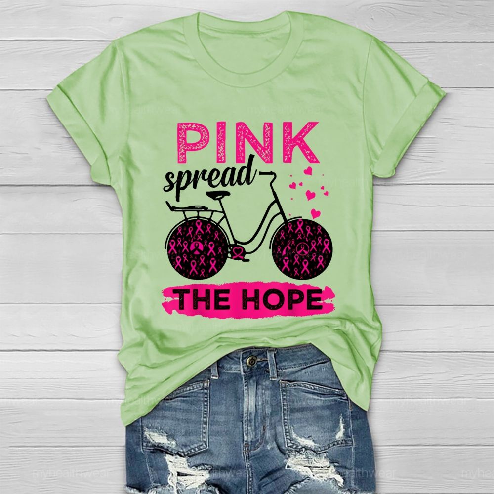 Pink Spread The Hope Pink Ribbon Bicycle Healthwear T-shirt