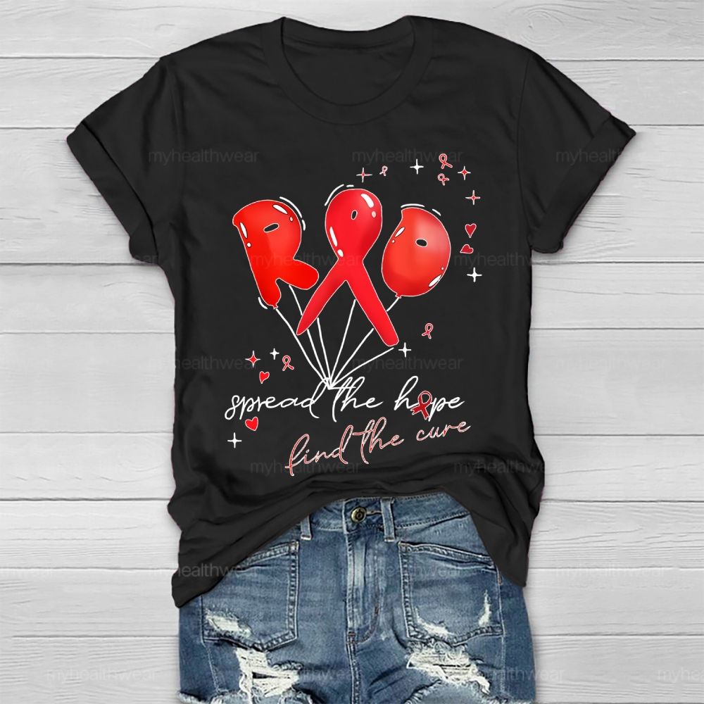 Spread The Hope Find The Cure Red Ribbon  Healthwear T-shirt