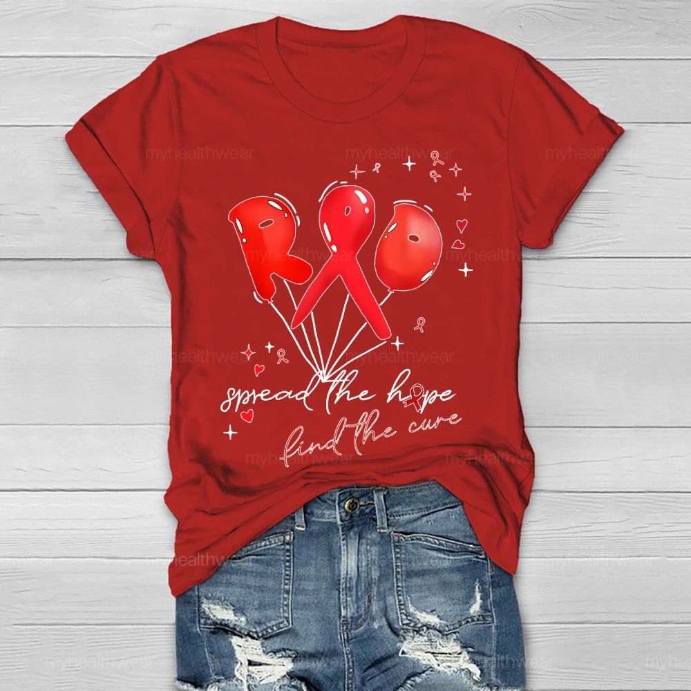 Spread The Hope Find The Cure Red Ribbon  Healthwear T-shirt