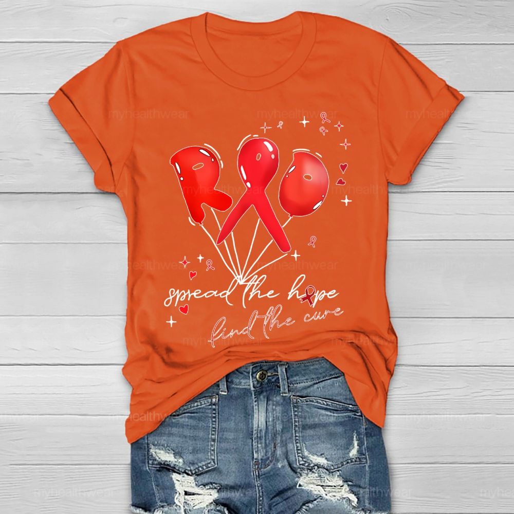 Spread The Hope Find The Cure Red Ribbon  Healthwear T-shirt