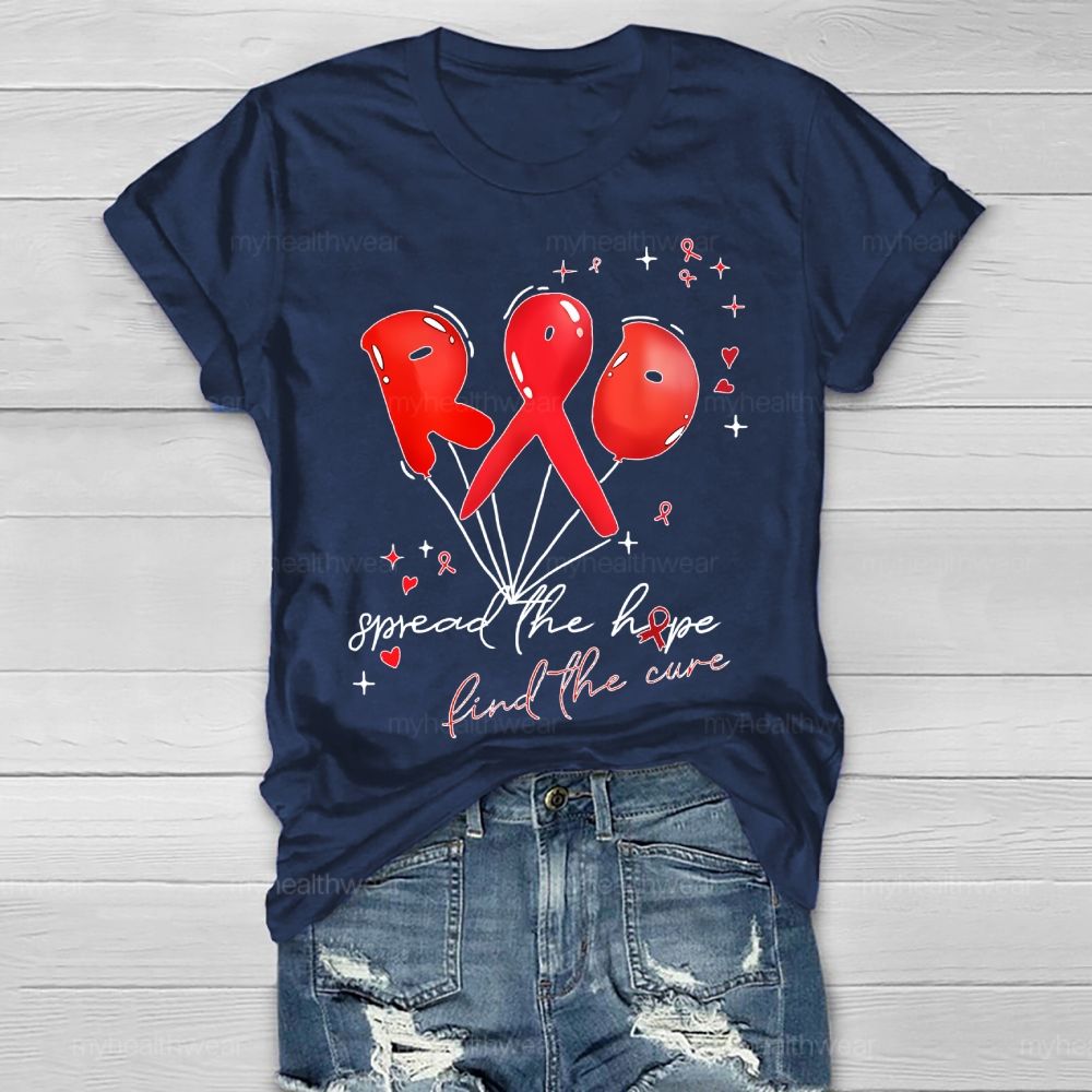 Spread The Hope Find The Cure Red Ribbon  Healthwear T-shirt