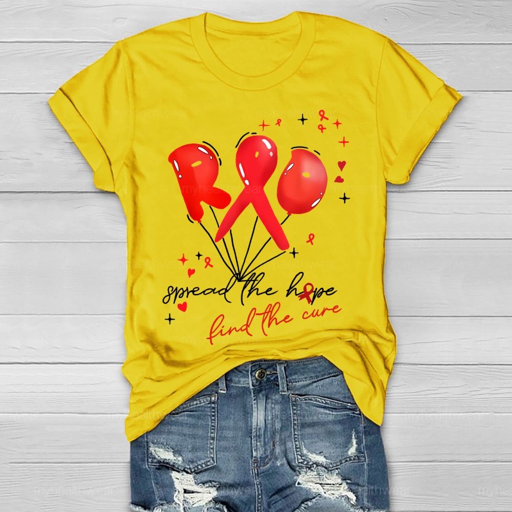 Spread The Hope Find The Cure Red Ribbon  Healthwear T-shirt
