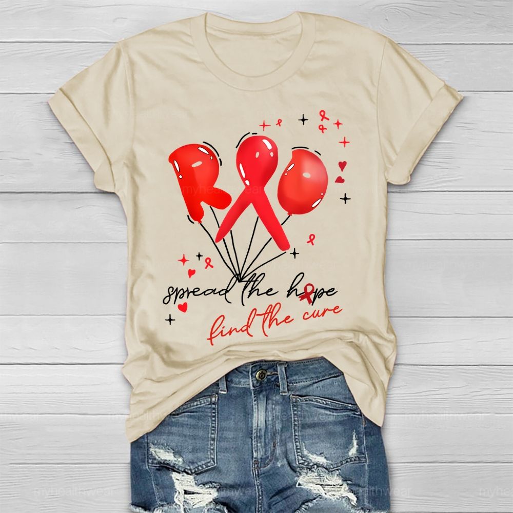 Spread The Hope Find The Cure Red Ribbon  Healthwear T-shirt
