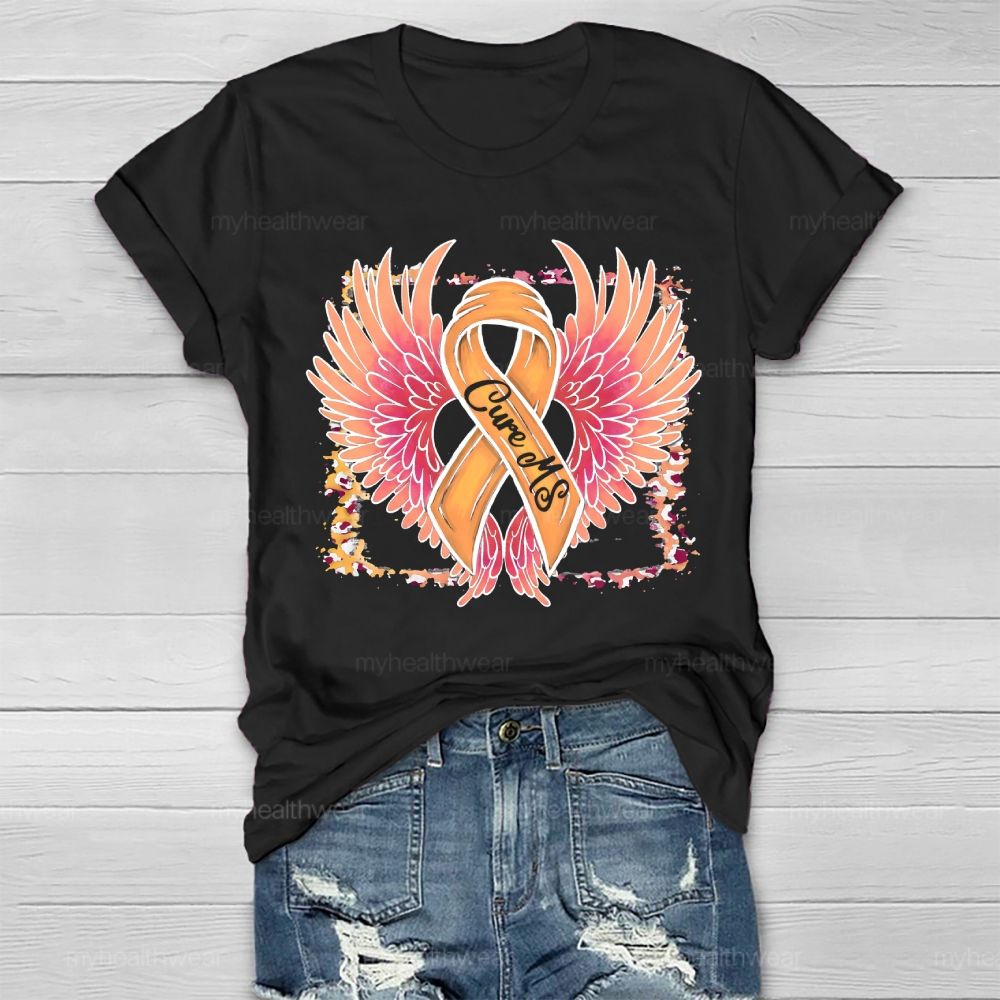 Cure Ms Orange Ribbon Wings Healthwear T-shirt