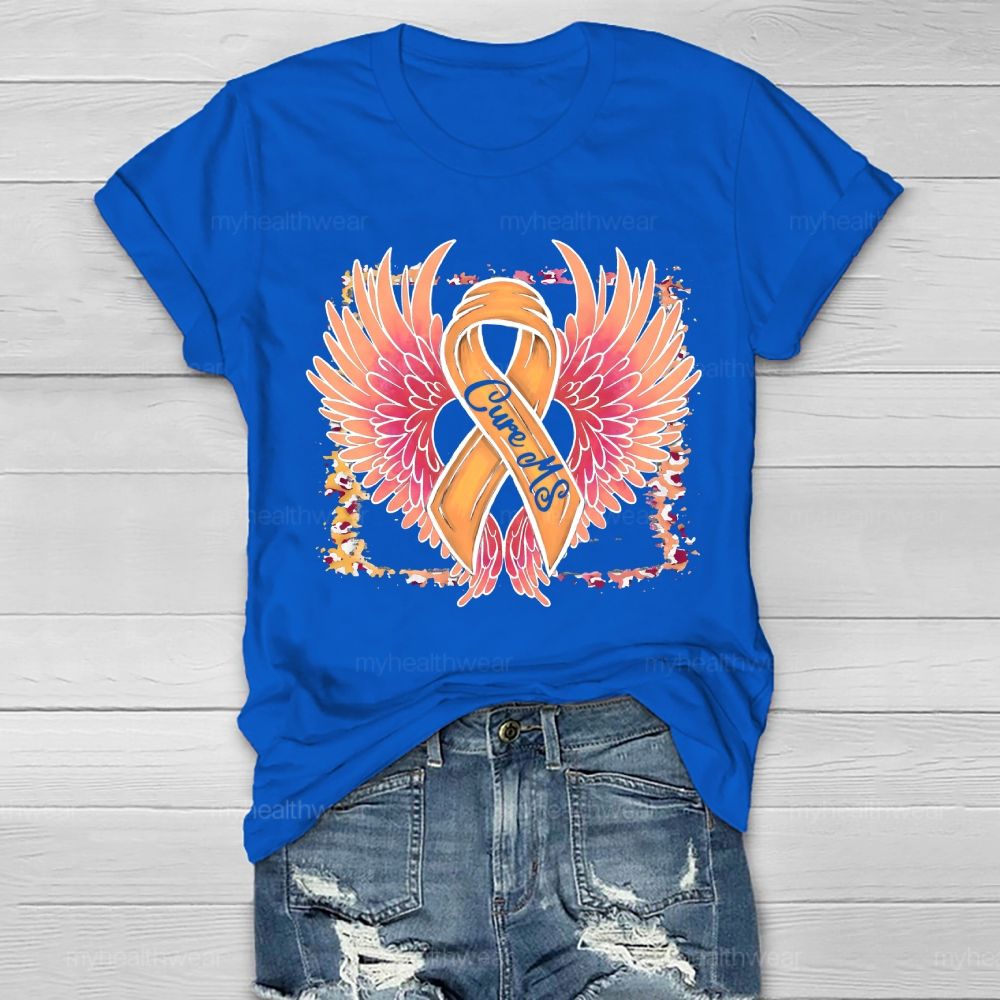 Cure Ms Orange Ribbon Wings Healthwear T-shirt