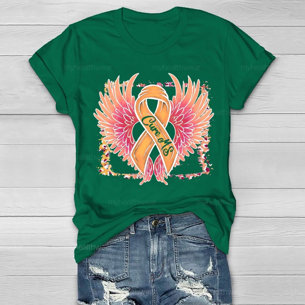 Cure Ms Orange Ribbon Wings Healthwear T-shirt