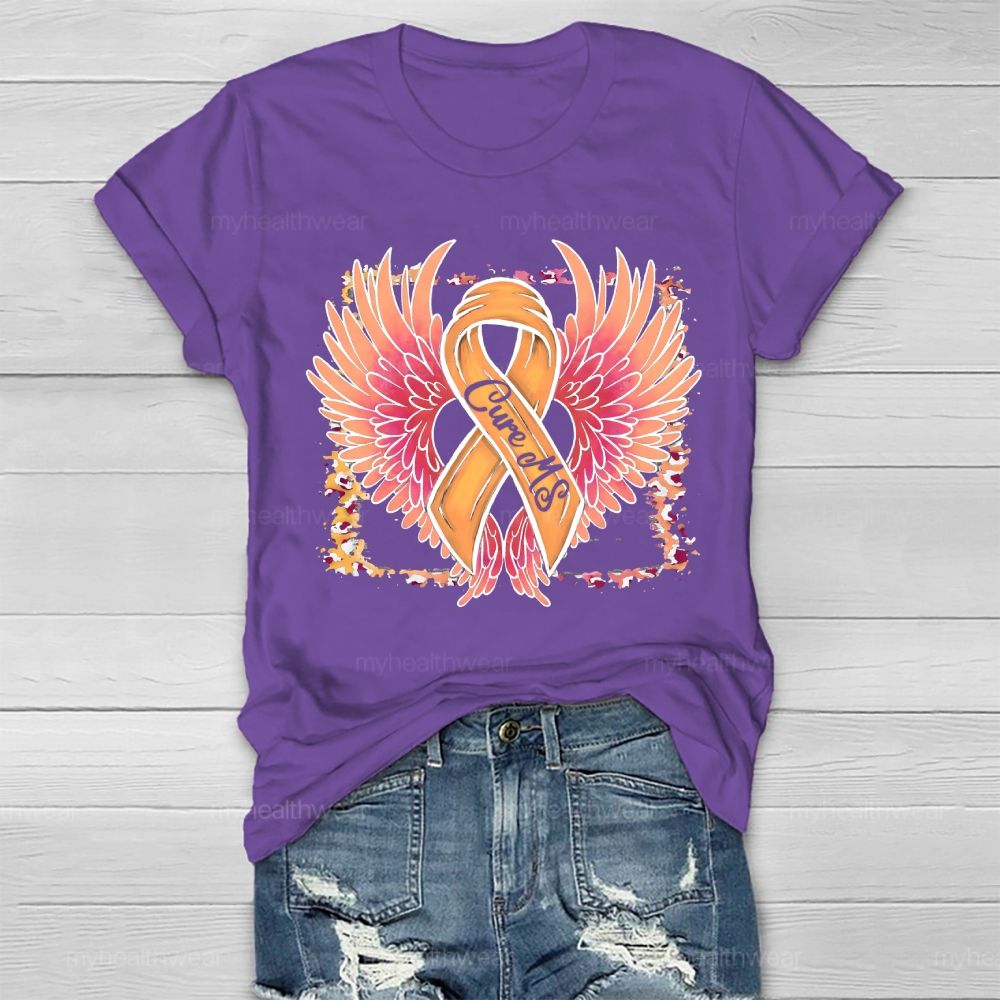 Cure Ms Orange Ribbon Wings Healthwear T-shirt