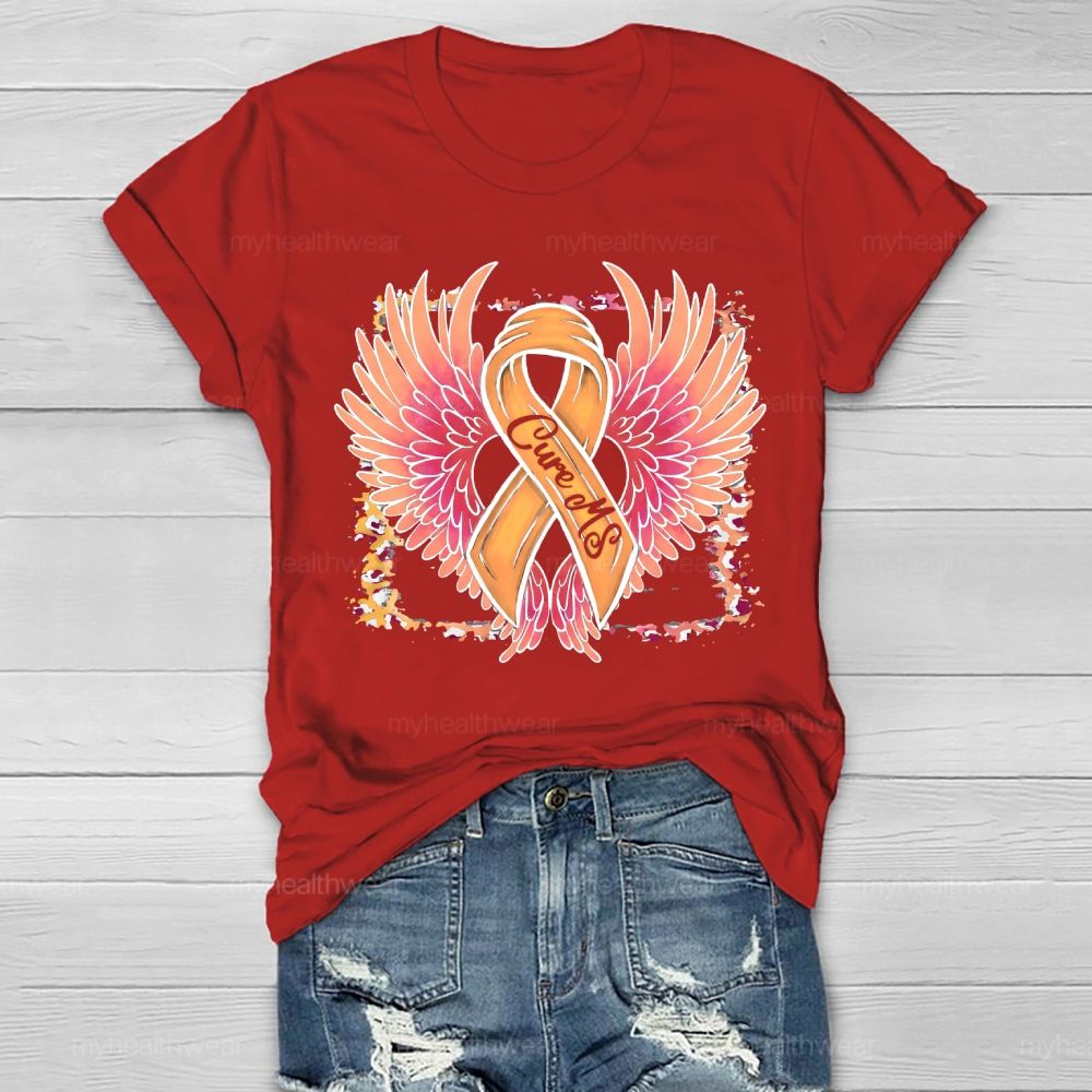 Cure Ms Orange Ribbon Wings Healthwear T-shirt