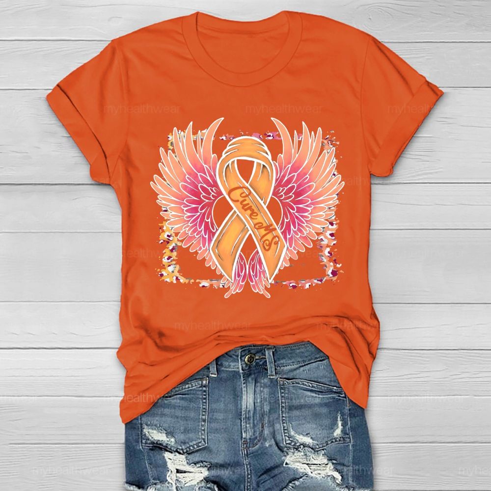 Cure Ms Orange Ribbon Wings Healthwear T-shirt