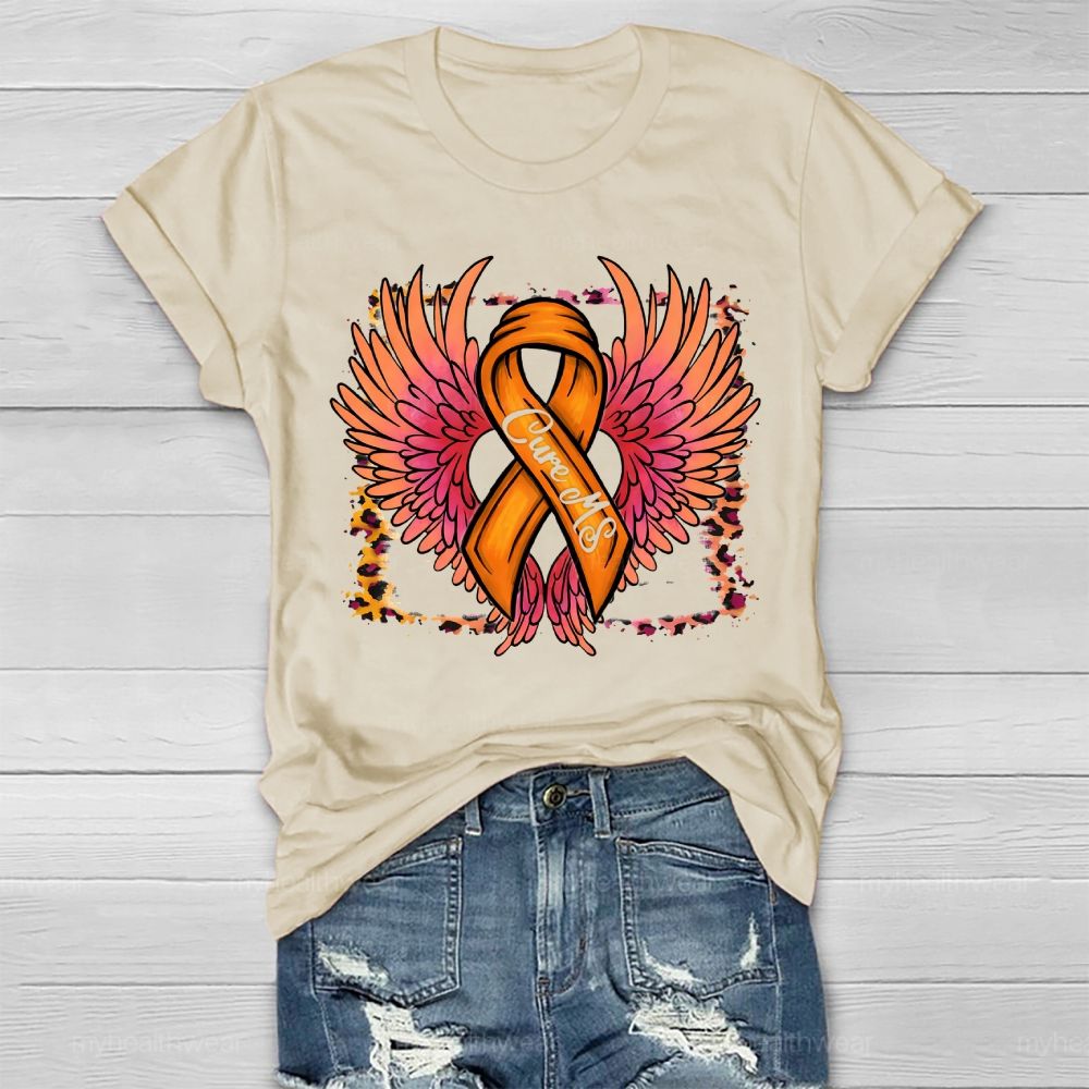 Cure Ms Orange Ribbon Wings Healthwear T-shirt